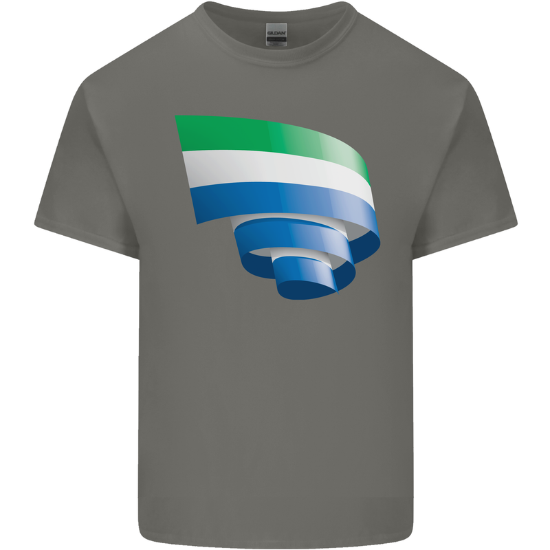 Curled Sierra Leone Flag Leonian Day Football Kids T-Shirt Childrens Charcoal