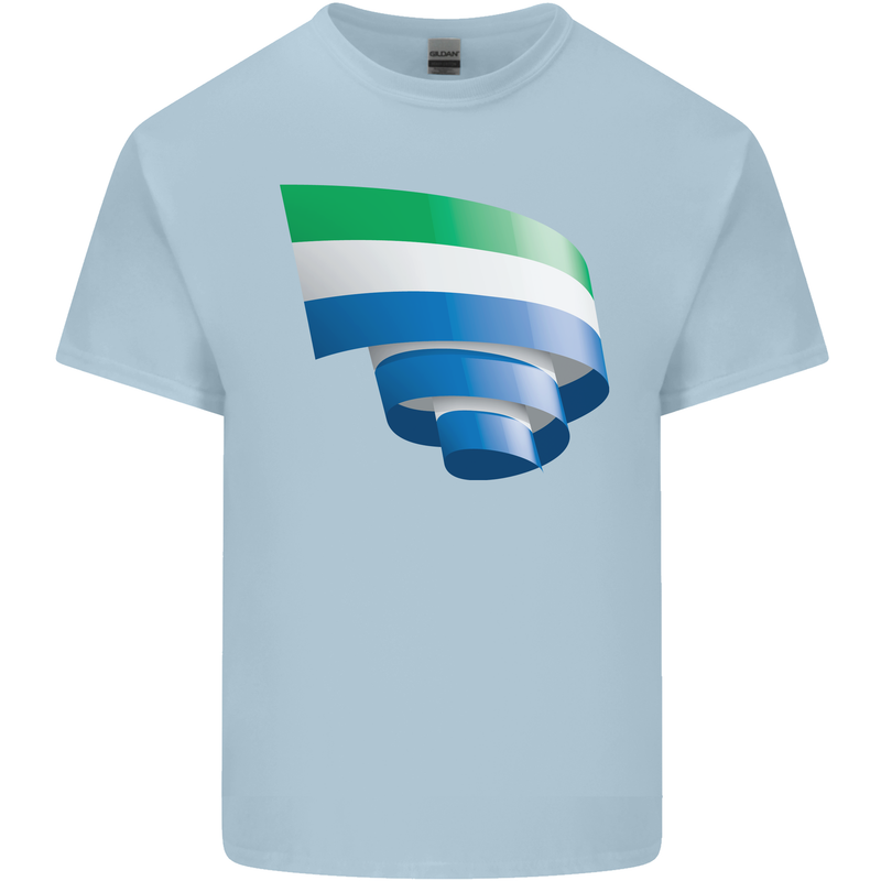 Curled Sierra Leone Flag Leonian Day Football Kids T-Shirt Childrens Light Blue
