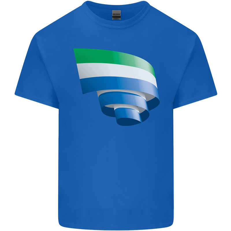 Curled Sierra Leone Flag Leonian Day Football Kids T-Shirt Childrens Royal Blue