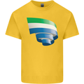 Curled Sierra Leone Flag Leonian Day Football Kids T-Shirt Childrens Yellow