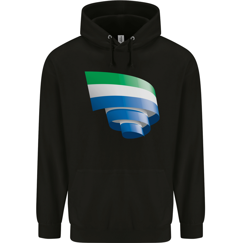 Curled Sierra Leone Flag Leonian Day Football Mens 80% Cotton Hoodie Black