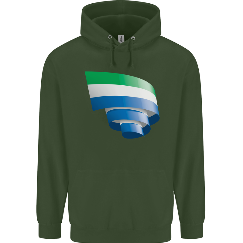 Curled Sierra Leone Flag Leonian Day Football Mens 80% Cotton Hoodie Forest Green