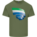 Curled Sierra Leone Flag Leonian Day Football Mens Cotton T-Shirt Tee Top Military Green