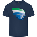 Curled Sierra Leone Flag Leonian Day Football Mens Cotton T-Shirt Tee Top Navy Blue