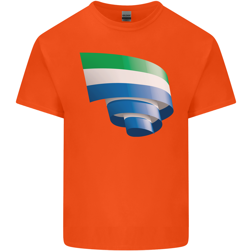 Curled Sierra Leone Flag Leonian Day Football Mens Cotton T-Shirt Tee Top Orange