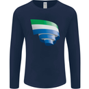 Curled Sierra Leone Flag Leonian Day Football Mens Long Sleeve T-Shirt Navy Blue