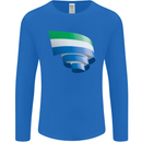 Curled Sierra Leone Flag Leonian Day Football Mens Long Sleeve T-Shirt Royal Blue