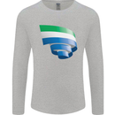 Curled Sierra Leone Flag Leonian Day Football Mens Long Sleeve T-Shirt Sports Grey