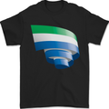 Curled Sierra Leone Flag Leonian Day Football Mens T-Shirt 100% Cotton Black