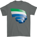 Curled Sierra Leone Flag Leonian Day Football Mens T-Shirt 100% Cotton Charcoal