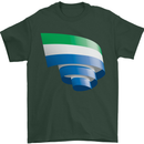 Curled Sierra Leone Flag Leonian Day Football Mens T-Shirt 100% Cotton Forest Green