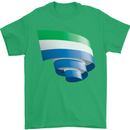 Curled Sierra Leone Flag Leonian Day Football Mens T-Shirt 100% Cotton Irish Green