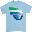 Curled Sierra Leone Flag Leonian Day Football Mens T-Shirt 100% Cotton Light Blue