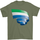 Curled Sierra Leone Flag Leonian Day Football Mens T-Shirt 100% Cotton Military Green