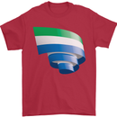 Curled Sierra Leone Flag Leonian Day Football Mens T-Shirt 100% Cotton Red