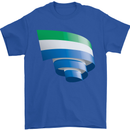 Curled Sierra Leone Flag Leonian Day Football Mens T-Shirt 100% Cotton Royal Blue