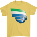 Curled Sierra Leone Flag Leonian Day Football Mens T-Shirt 100% Cotton Yellow