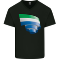 Curled Sierra Leone Flag Leonian Day Football Mens V-Neck Cotton T-Shirt Black