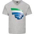 Curled Sierra Leone Flag Leonian Day Football Mens V-Neck Cotton T-Shirt Sports Grey