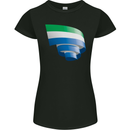 Curled Sierra Leone Flag Leonian Day Football Womens Petite Cut T-Shirt Black