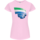 Curled Sierra Leone Flag Leonian Day Football Womens Petite Cut T-Shirt Light Pink