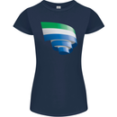 Curled Sierra Leone Flag Leonian Day Football Womens Petite Cut T-Shirt Navy Blue