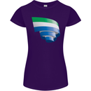 Curled Sierra Leone Flag Leonian Day Football Womens Petite Cut T-Shirt Purple
