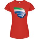 Curled Sierra Leone Flag Leonian Day Football Womens Petite Cut T-Shirt Red