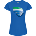 Curled Sierra Leone Flag Leonian Day Football Womens Petite Cut T-Shirt Royal Blue