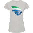Curled Sierra Leone Flag Leonian Day Football Womens Petite Cut T-Shirt Sports Grey