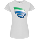 Curled Sierra Leone Flag Leonian Day Football Womens Petite Cut T-Shirt White