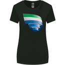 Curled Sierra Leone Flag Leonian Day Football Womens Wider Cut T-Shirt Black