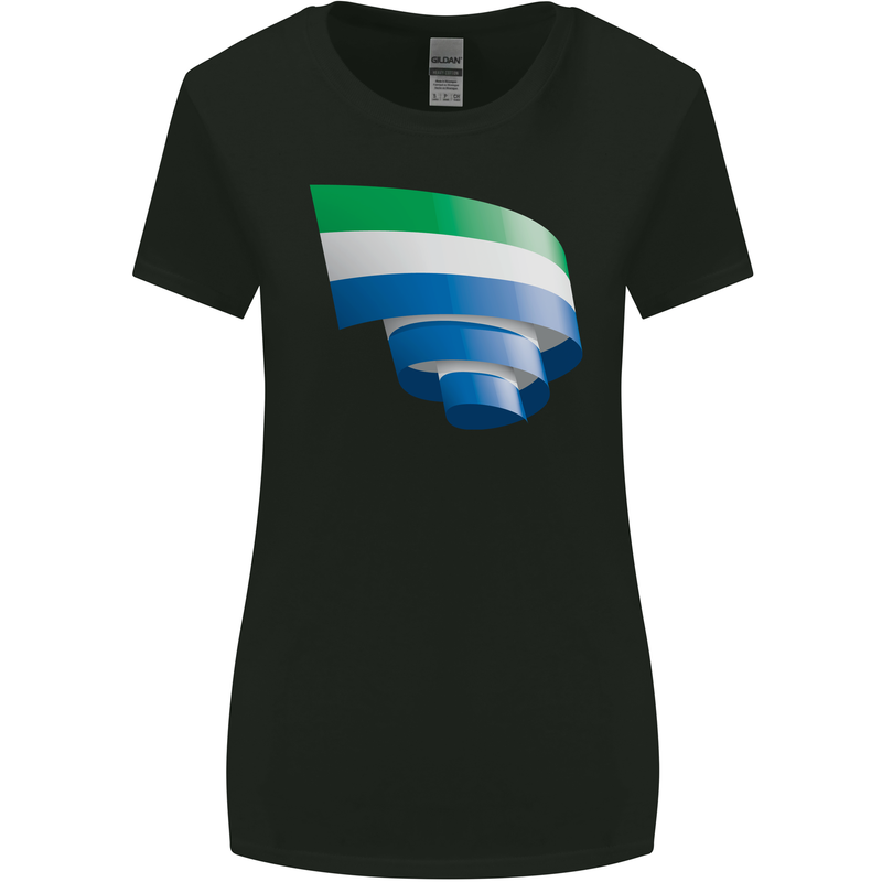 Curled Sierra Leone Flag Leonian Day Football Womens Wider Cut T-Shirt Black