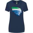 Curled Sierra Leone Flag Leonian Day Football Womens Wider Cut T-Shirt Navy Blue
