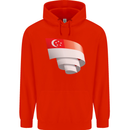 Curled Singapore Flag Singaporean Day Football Childrens Kids Hoodie Bright Red