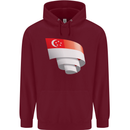 Curled Singapore Flag Singaporean Day Football Childrens Kids Hoodie Maroon