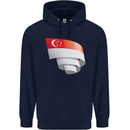 Curled Singapore Flag Singaporean Day Football Childrens Kids Hoodie Navy Blue