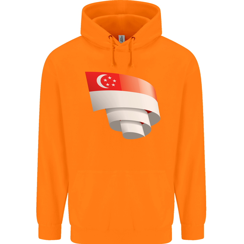 Curled Singapore Flag Singaporean Day Football Childrens Kids Hoodie Orange