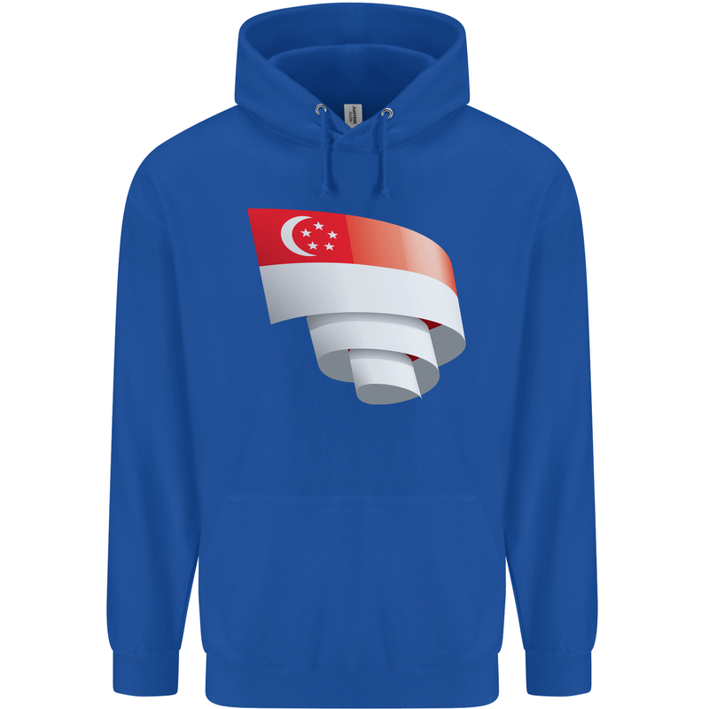 Curled Singapore Flag Singaporean Day Football Childrens Kids Hoodie Royal Blue