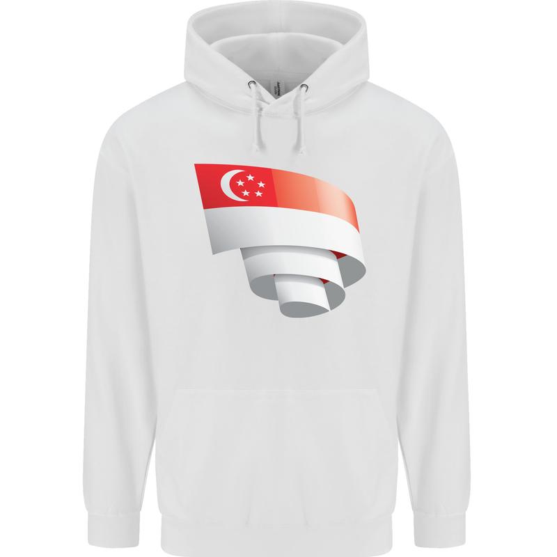 Curled Singapore Flag Singaporean Day Football Childrens Kids Hoodie White