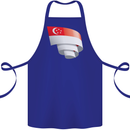 Curled Singapore Flag Singaporean Day Football Cotton Apron 100% Organic Royal Blue