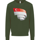 Curled Singapore Flag Singaporean Day Football Kids Sweatshirt Jumper Forest Green