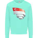 Curled Singapore Flag Singaporean Day Football Kids Sweatshirt Jumper Peppermint