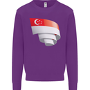 Curled Singapore Flag Singaporean Day Football Kids Sweatshirt Jumper Purple