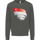Curled Singapore Flag Singaporean Day Football Kids Sweatshirt Jumper Storm Grey