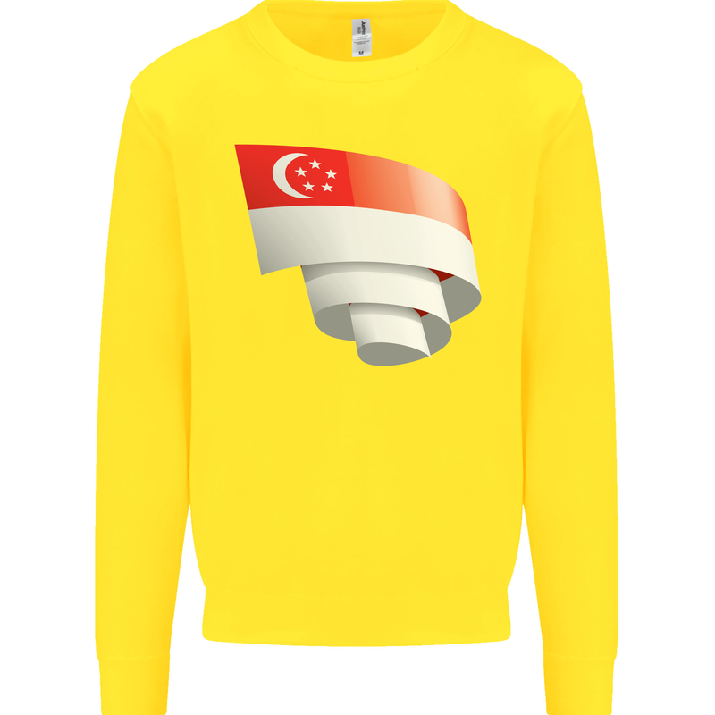 Curled Singapore Flag Singaporean Day Football Kids Sweatshirt Jumper Yellow