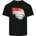 Curled Singapore Flag Singaporean Day Football Kids T-Shirt Childrens Black
