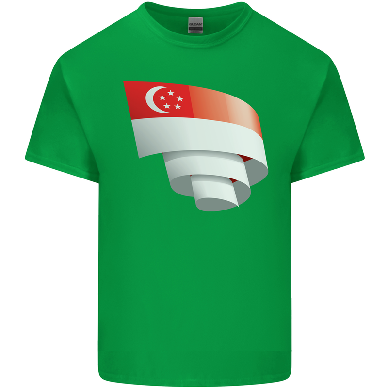 Curled Singapore Flag Singaporean Day Football Kids T-Shirt Childrens Irish Green