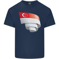 Curled Singapore Flag Singaporean Day Football Kids T-Shirt Childrens Navy Blue