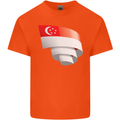 Curled Singapore Flag Singaporean Day Football Kids T-Shirt Childrens Orange